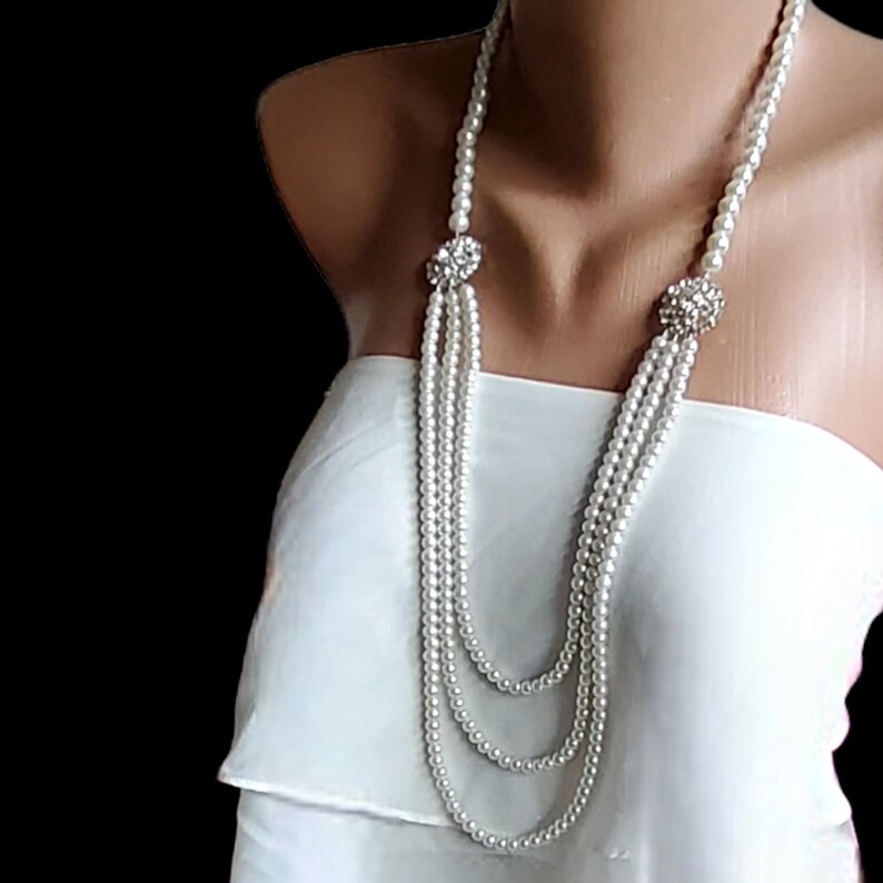 New Season Handmade Bridal Long Necklace with 2 Crystal Brooches