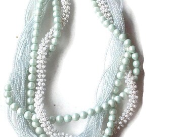 All Luxurious, All Timeless + 30%SALE Statement Pearl Necklace, Italian Glass Pearl Necklace