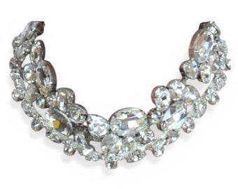 Crystal Choker Necklace, Rhinestone Statement Collar, Wedding Jewelry