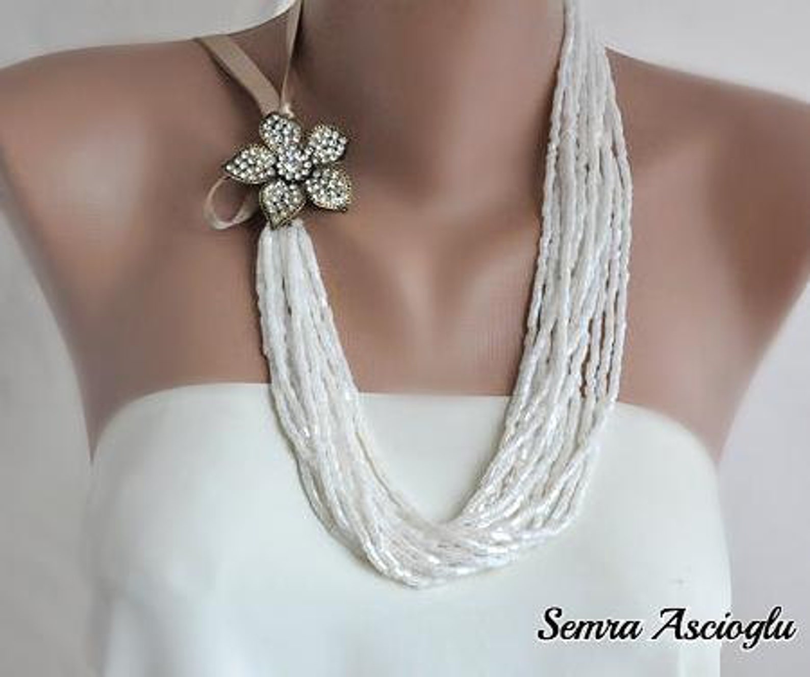 Weddings Bridal Ivory Necklace Etsy