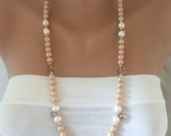 All Luxurious, All Timeless + 30%SALE Blush Pink Italian Glass Pearl Necklace