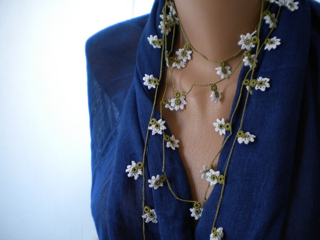 Handcrocheted Oya Needle Lace Necklace Etsy