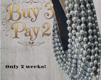 3 Sets Bridesmaids Gift Pearl Chokers: 1940s Style Layered Necklace
