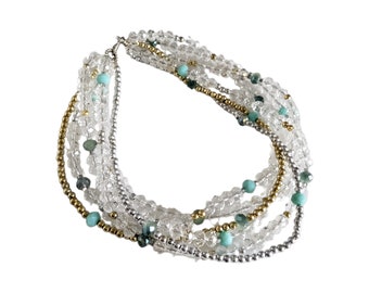 Crystal Choker Decorated  Mint, Turquoise , Clear Crystals