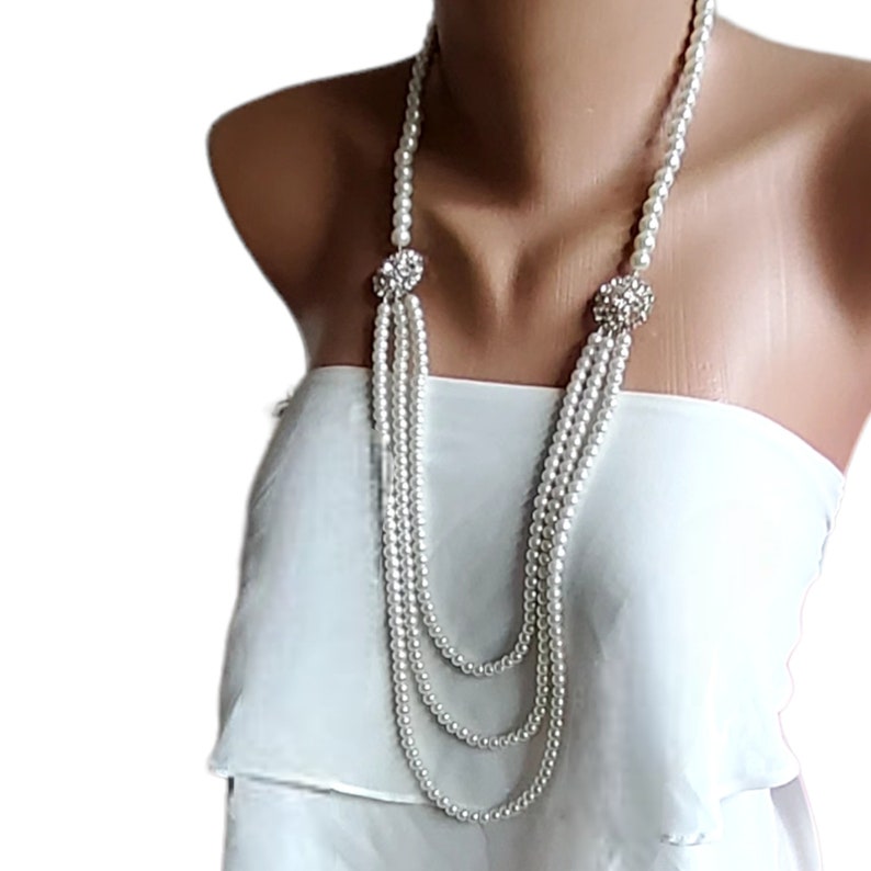 New Season Handmade Bridal Long Necklace with 2 Crystal Brooches