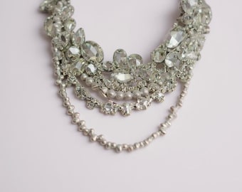 Handmade Crystal & Freshwater Pearl Choker: Bridal Statement Necklace
