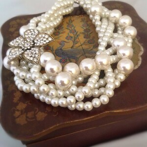 All Luxurious, All Timeless 30%SALE SA Bridal Pearl Statement Necklace, Rhinestone Brooch image 6