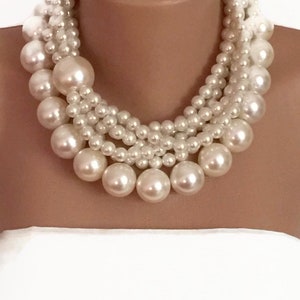 All Luxurious, All Timeless + 30%SALE Chunky Bridal Ivory Pearl Necklace