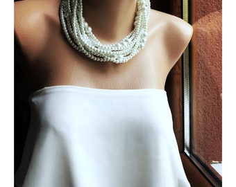 All Luxurious, All Timeless + 30%SALE Bridal Jewelry, Handmade Choker with Pearl, Layered White Pearl Choker