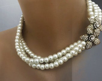 All Luxurious, All Timeless + 30%SALE Art Deco Pearl Necklace with GIFT Matching Earring