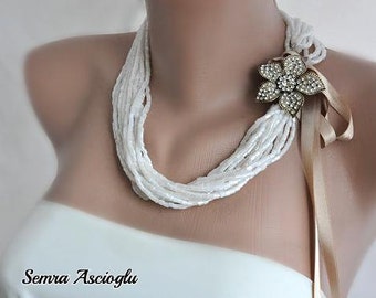 All Luxurious, All Timeless + 30%SALE SA- Weddings Bridal Ivory Necklace