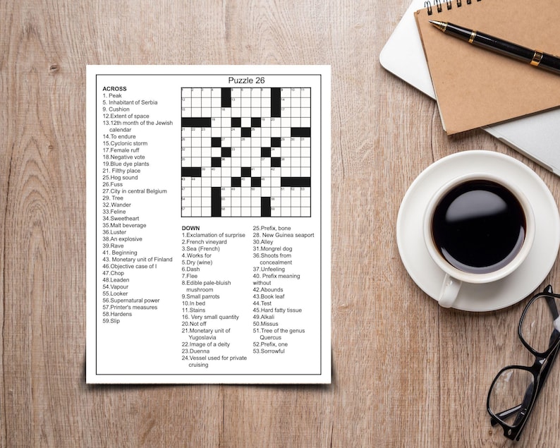 Relaxing Crossword Puzzles for Adults Large Print Etsy