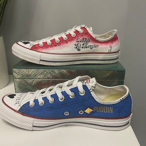 Harley Suicide Squad Inspired Hand Painted Puddin Cosplay Converse Canvas Sneakers