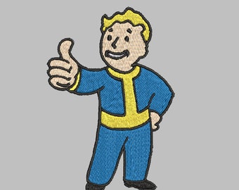 Fallout Vault Boy Full Body Thumbs Up Digital Embroidery File