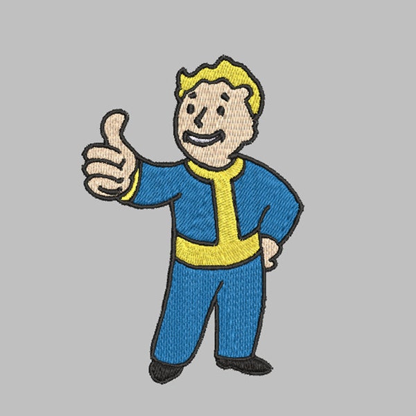 Fallout Vault Boy Full Body Thumbs Up Digital Embroidery File