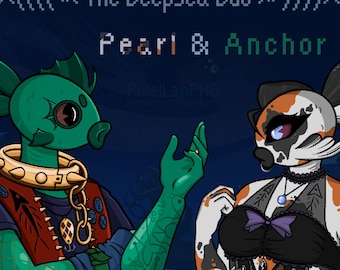 Perla y ancla: conjunto de PNGTuber dibujado a mano / Deepsea Duo / PNGTuber Plus / Goth Punk / Avatares de transmisión