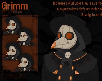 Grimm - PNGTuber dibujado a mano / Doctor de la peste / PNGTuber Plus / Horror / Avatar de transmisión