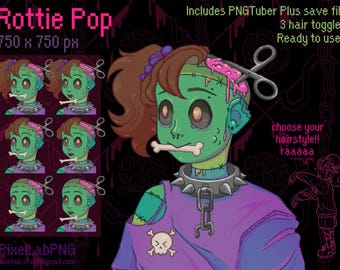 Zombie Rottie PNGTuber Avatar - Modelo Streamer de terror