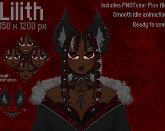 Lilith - Avatar dibujado a mano para PNGTuber / PNGTuber Plus / Gótico / Alternativo / Streaming