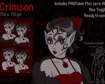 Avatar de vampiro carmesí PNGTuber / Modelo de serpentina de Halloween dibujado a mano