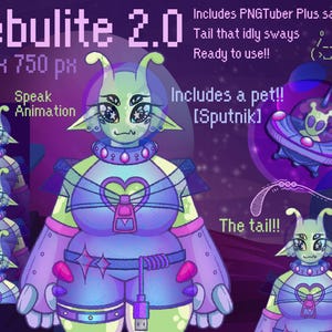 Nebulite - Hand Drawn PNGTuber | Spaceship Pet | PNGTuber Plus | Space Alien | Streaming
