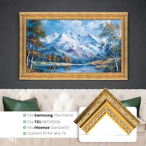 Bisel de TV con marco dorado para Samsung the frame tv PRO / Marco de TV de madera de pino hecho a mano / Accesorio de TV con marco decorativo de estilo vintage Marco personalizado