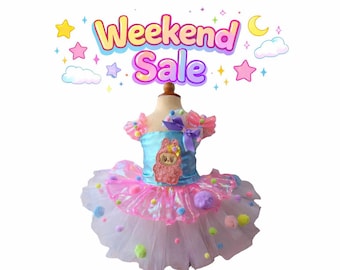 La Cute Monster-Inspired Birthday bubu Outfit – Pink 3 Piece Set Ruffled Top Fluffy Tutu, and Bow Toddler Girl Party Rainbow Dress up