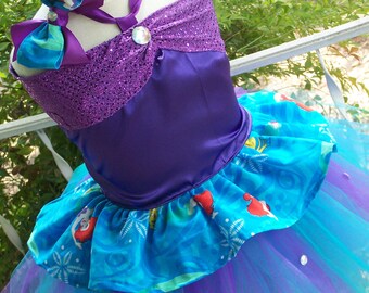 Limited Edition Little Mermaid  Corset top and tutu skirt Set with Bow sizes 2t 3t 4t 5t 6t