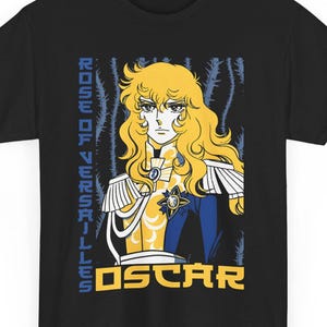 Unisex T-Shirt Black Japanese Style - Rose of Versailles - Oscar François de Jarjayes
