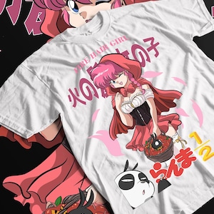 Unisex Ranma Saotome Anime T-Shirt, Genma Panda Manga Shirt Ranma 1/2 T-shirt Shampoo RumikoTakahashi Girl Kawaii Funny Anime Tee All Size