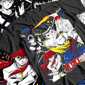 XY Yu Yu Hakusho T-shirt Kuwabara Kurama Yusuke Hiel Anime Manga Black Shirt