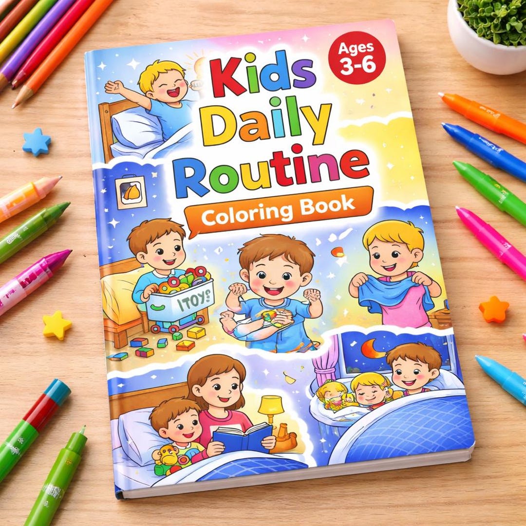 Kids Daily Routine Coloring Book | Morning, Bedtime Habits Learning ...