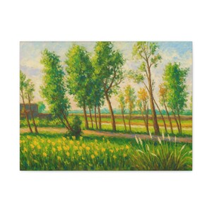 Druck auf Leinwand, Dorfleben, Kunst, Ländliche Landschaft, Hausdekor, Matt Gespannt, Bild, Landschaftsszene Poster, Rustikales Bauernhaus
