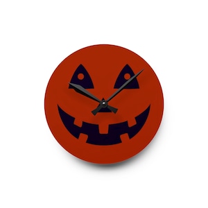 Halloween Pumpkin Wall Clock, Spooky Acrylic Clock, Halloween Home Decor, Scary Pumpkin Clock, Halloween Wall Art, Pumpkin Face Clock