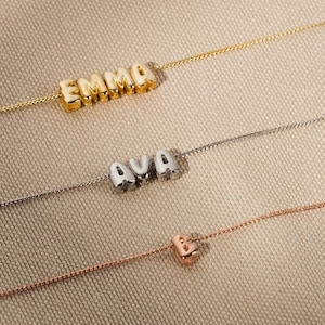 Collar con letra 3D de burbuja, colgante con letra de globo, collar con letra de burbuja, collar con letra delicada, regalos para mamá, regalo para hermana