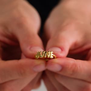 Anillo con nombre de globo, anillo de burbuja personalizado, anillo de burbuja 3D, joyería personalizada, anillo con nombre hecho a mano, regalo para mamá, regalo para hermana