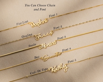 Custom Name Necklace - 18K Gold Plated Name Necklace , Dainy Signature Name Necklace ,Perfect Gift for Her , Christmas Gift