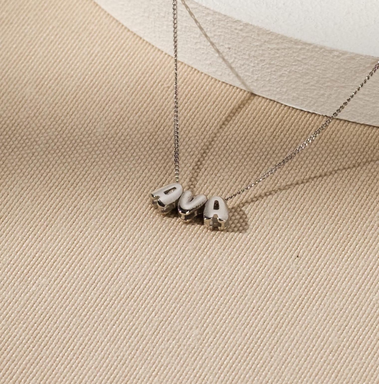 925 Silver 3D Charm Bubble Name Necklace ,Dainty Personalized Silver Name Necklace ,Dainty Personalized Gift ,Personalized Jewelry for Women