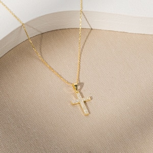 Dainty Cross Necklace with Name , Personalized Cross Necklace , Gold Cross Pendant , Baptism Gift ,Christmas Gift , Gift For Woman