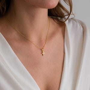 Gold Tiny Cross Necklace, Religious Dainty Jewelry for Women , Minimalist Christmas Gift, Baptism Present , NEW XMAS JEWELRY