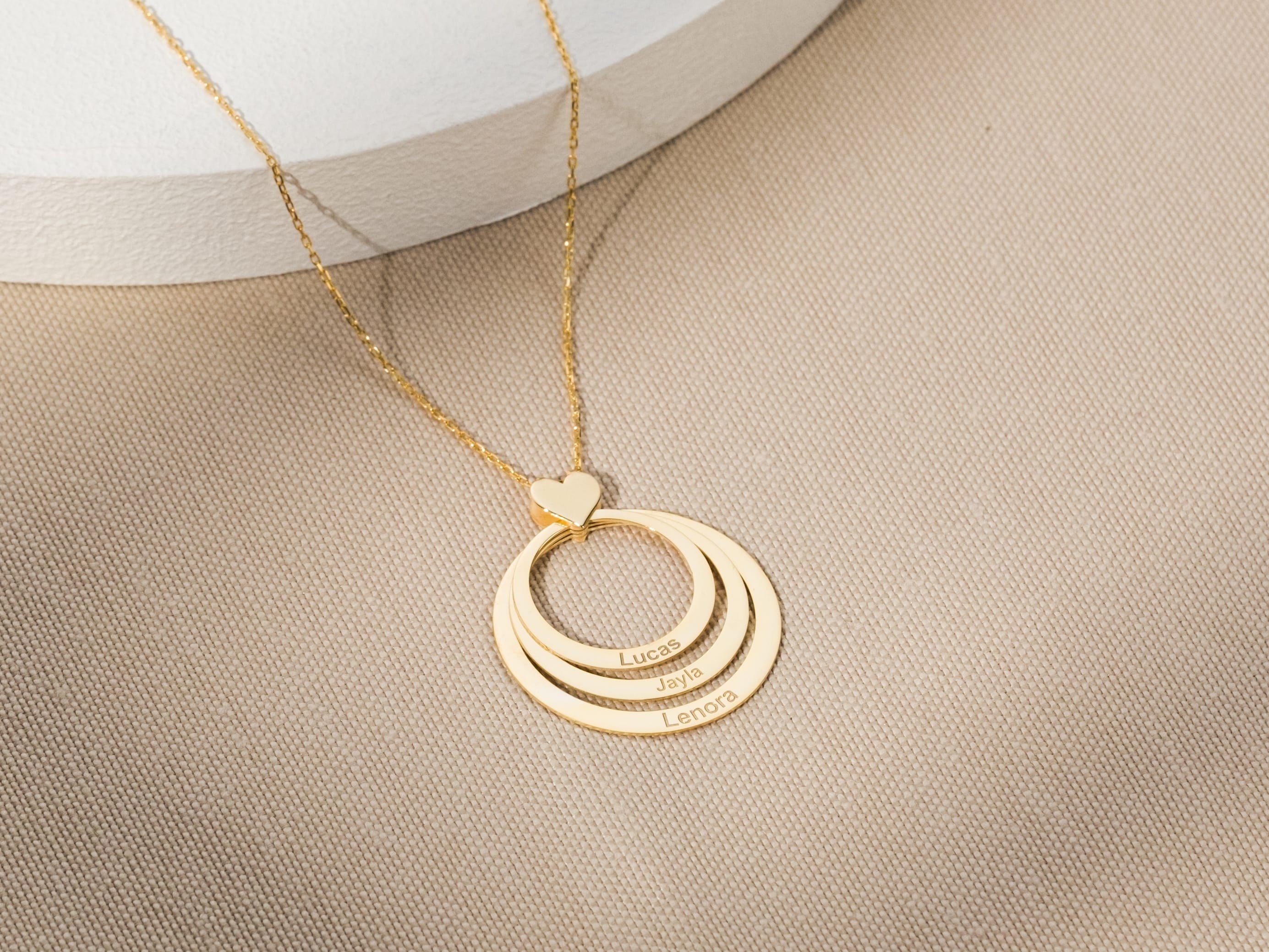 Multiple Linked Ring Necklace , Two Three Four Name Circle Necklace ...