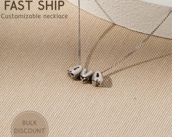 Custom 3D Bubble Name Necklace in 925 Silver, Personalized Name Jewelry, Gold & Rose Gold Available, Custom Silver Name Pendant