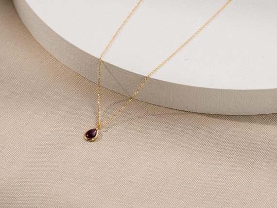 Handcrafted Natural Garnet Stone Necklace, Boho Chic Garnet Necklace, Healing Crystal Jewelry, Red Drop Garnet Necklace, Gift For Her