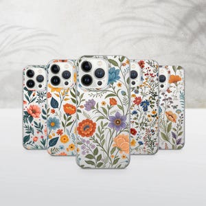 Transparent Flower Phone Case Floral Cover for iPhone 16, 16Pro, 15, 14, 13, 12, 11, Samsung S25, S24, S23, S22, A16, A56, A15, Pixel 9, 8A
