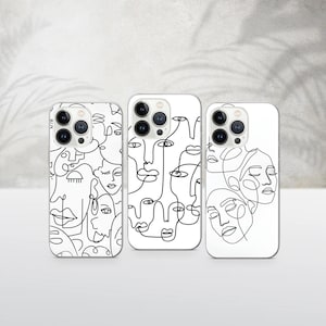 Line Art Phone Case Drawing Elegant Cover for iPhone 16, 16Pro, 15, 14, 13, 12, 11, Samsung S25, S24, S23, S22, A16, A56, A15, Pixel 9, 8A