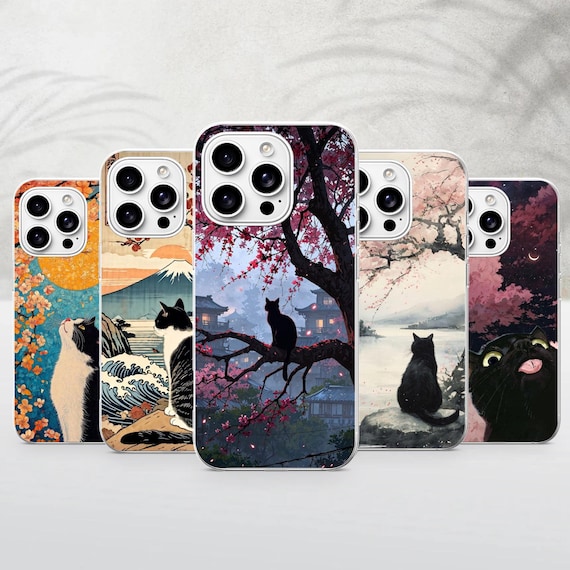 Japanese Phone Case Cat Japan Cover for iPhone 18Pro, 17, 17Pro, 16, 15, 13, Samsung S26, S25Ultra, S24, A17, A16, Pixel 11, 10A