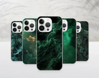 Smaragdgrüne Handyhülle mit Wellenmuster für iPhone 17 Pro, 16, 15, 14, 13, 12, Samsung S25, S24, S23 Fe, S22, A16, A26, A56, Pixel 10, 9 Pro