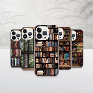 Bookcase Phone Case Bookshelf Library Cover for iPhone 16, 16Pro, 15, 14, 13, 12, 11, Samsung S25, S24, S23, S22, A16, A56, A15, Pixel 9, 8A
