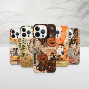 Ghost Phone Case Halloween Collage Cover for iPhone 16, 16Pro, 15, 14, 13, 12, 11, Samsung S25, S24, S23, S22, A16, A56, A15, Pixel 9, 8A