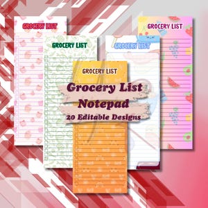Szablon cyfrowy: Edytowalny notatnik listy zakupów | Edytowalny notatnik listy zakupów Szablon Canva